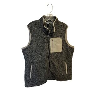 New other Eddie Bauer Sweater Fleece Vest Full Zip Marled Grey Mock Neck XXL